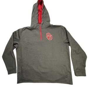 Stadium Athletics Oklahoma Sooners OU Hoodie Mens XXXL Gray Quarter Zip Fleece